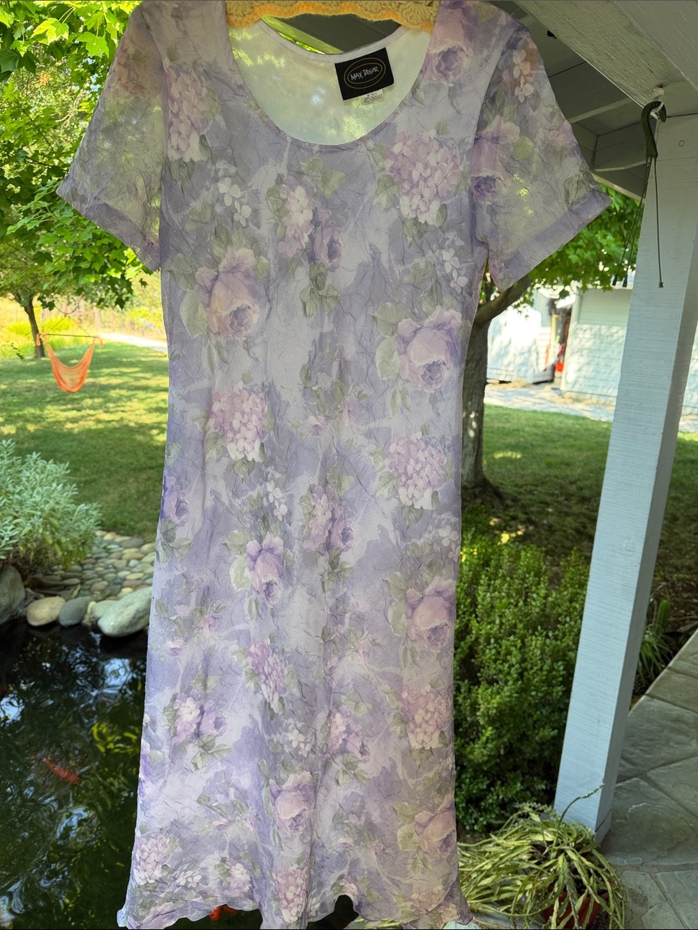 Max Taylor Fairy Whimsical Lavender Floral Short-Sleeve Midi Dress